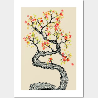 Crooked autumn tree Posters and Art